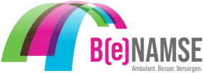 Logo Projekt BeNAMSE mit einem regenbogenartigen Farbstrahl über dem Schriftzug.