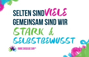 Bunte Grafik mit dem Text Selten sind VIELE Gemeinsam sind wir stark und selbstbewusst. 