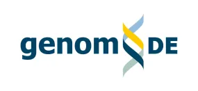 blauer Schriftzug genomDE - ist das Logo der deutschen Genominitiative