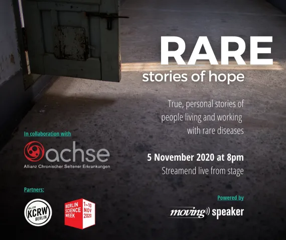 Werbung für Veranstaltung am 5.11. 20 Uhr Rare: Stories of Hope. 