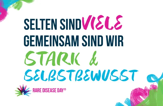 Bunte Grafik mit dem Text Selten sind VIELE Gemeinsam sind wir stark und selbstbewusst. 