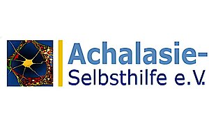 Logo mit stilisierter Nervenzelle in einem farbigen Quadrat neben dem Text 'Achalasie-Selbsthilfe e.V.' in blauer Schrift.