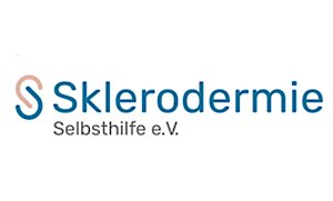 Logo mit stilisiertem, ineinander verschlungenem S in Blau und Rosa, daneben der Schriftzug 'Sklerodermie Selbsthilfe e.V.' in Blau und Grau.