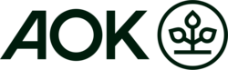 Logo der AOK mit den Buchstaben 'AOK' und einem stilisierten Baum in einem Kreis