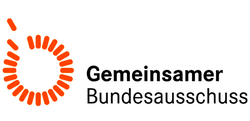 Orangefarbener, kreisförmiger Strichkreis neben dem Schriftzug 'Gemeinsamer Bundesausschuss'