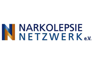 Logo mit einem stilisierten N in Blau und Gold sowie dem Schriftzug 'NARKOLEPSIE NETZWERK e.V.' in Blau