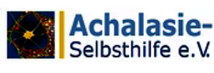 Logo mit einem stilisierten, gelben Nervensystem auf blauem Hintergrund neben dem Text 'Achalasie-Selbsthilfe e.V.' in Blau und Grau.