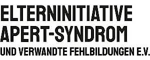 Logo EAS Schwarze Schrift auf weißem Grund mit dem Text 'ELTERNINITIATIVE APERT-SYNDROM UND VERWANDTE FEHLBILDUNGEN E.V.'
