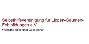 Roter Text 'Selbsthilfevereinigung für Lippen-Gaumen-Fehlbildungen e.V.' und darunter grauer Text 'Wolfgang Rosenthal Gesellschaft'.