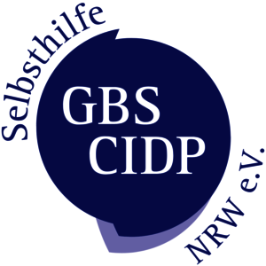 Logo mit zwei überlappenden Sprechblasen, in der größeren steht 'GBS CIDP', außen der Schriftzug 'Selbsthilfe NRW e.V.'