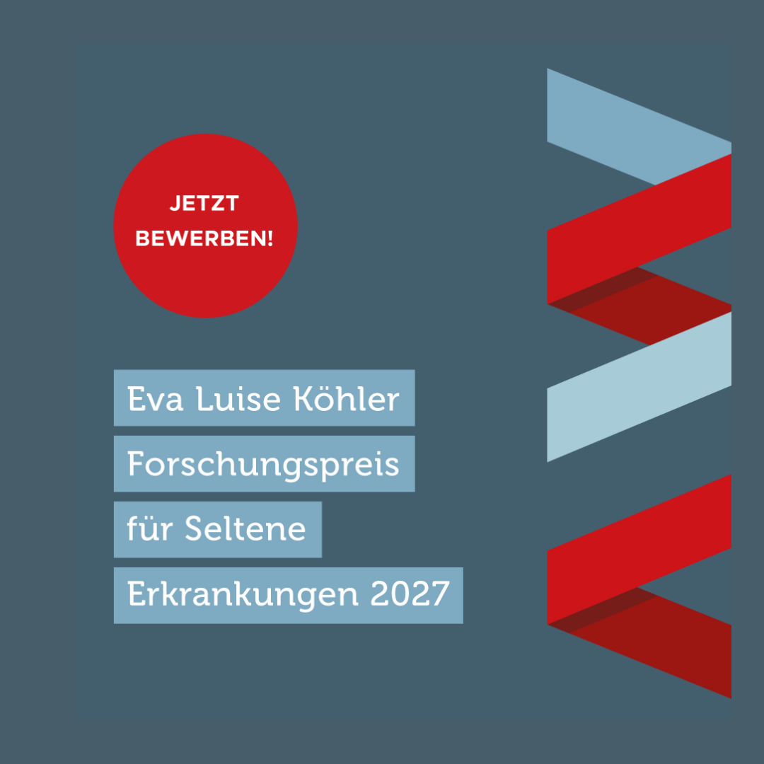 Banner zur Ausschreibung des Eva Luise Köhler Forschungspreises zu Seltenen Erkrankungen 2027